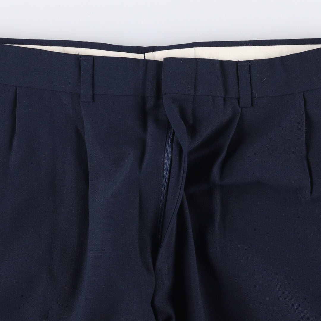Two-pleat slacks pants for men, size W33 unclear navy blue type Vintage Second Hand