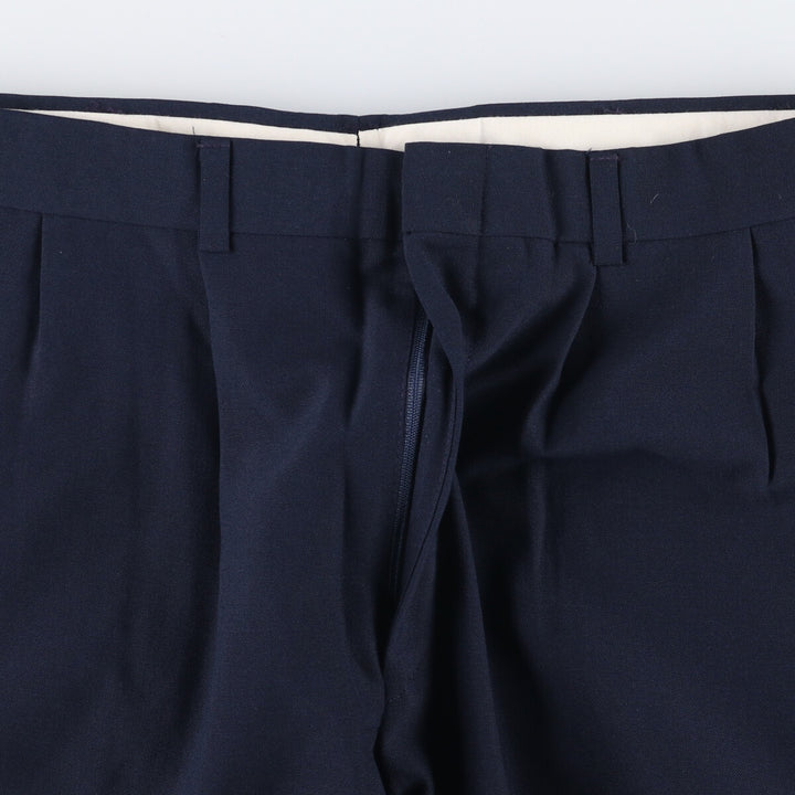 Two-pleat slacks pants for men, size W33 unclear navy blue type Vintage Second Hand