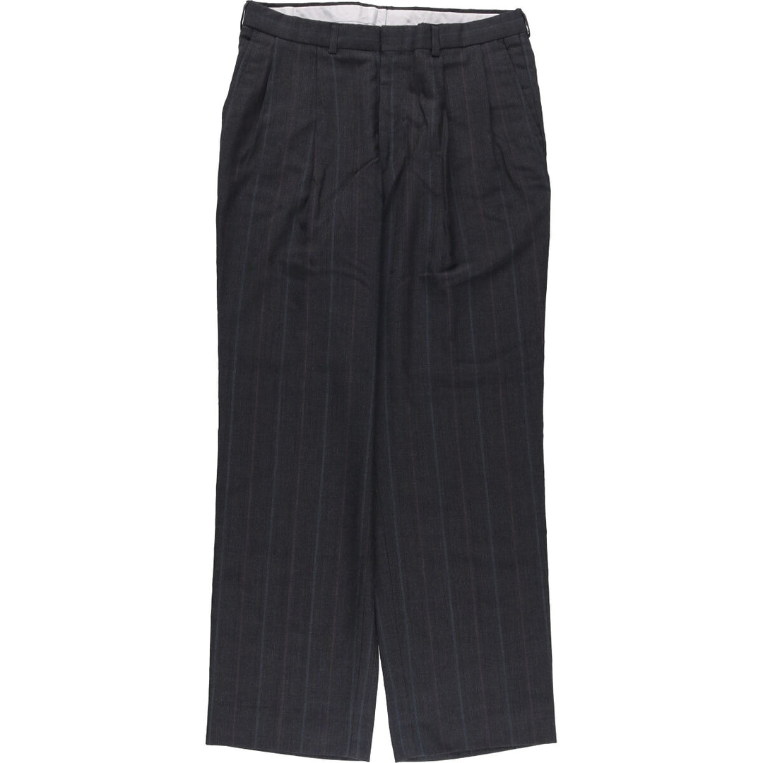 Vintage 80s-90'S Town Craft Striped Two-pleat Slacks, Made in USA, Men's Size 34 unclear gray type Vintage Second Hand