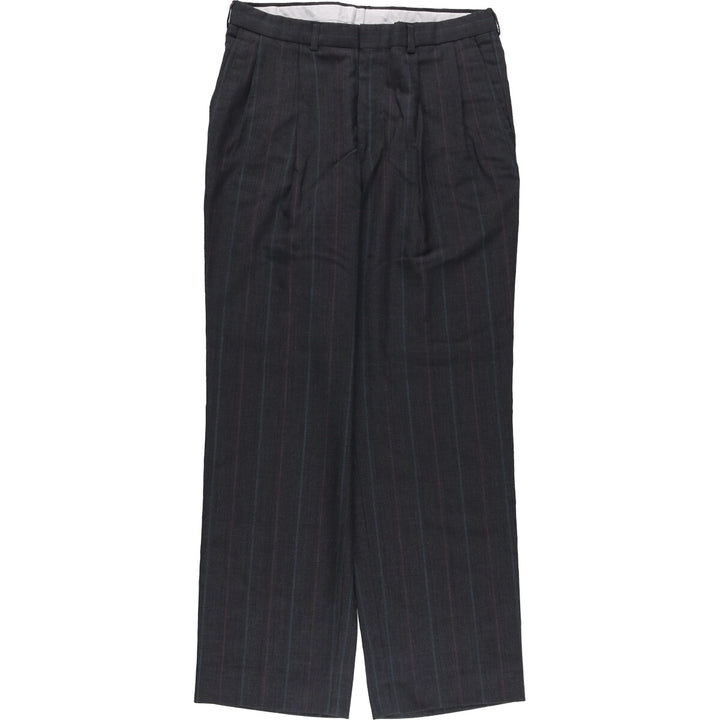 Vintage 80s-90'S Town Craft Striped Two-pleat Slacks, Made in USA, Men's Size 34 unclear gray type Vintage Second Hand