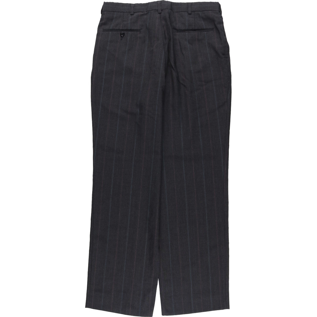 Vintage 80s-90'S Town Craft Striped Two-pleat Slacks, Made in USA, Men's Size 34 unclear gray type Vintage Second Hand