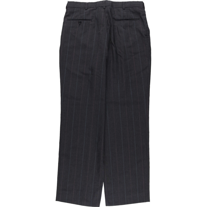 Vintage 80s-90'S Town Craft Striped Two-pleat Slacks, Made in USA, Men's Size 34 unclear gray type Vintage Second Hand