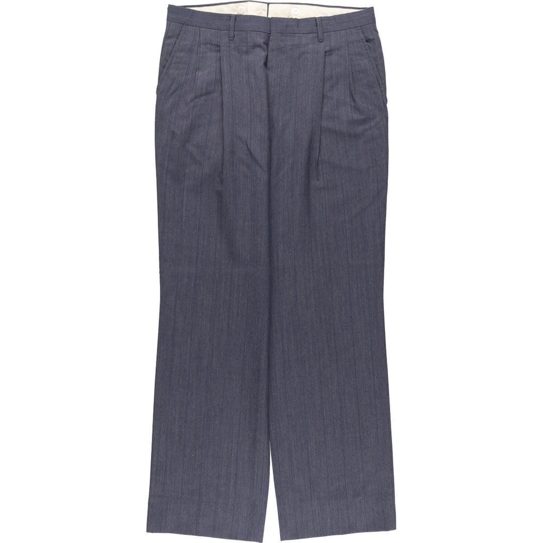 Stripe Pattern Two-pleat Slacks Pants Men's W34 Vintage unclear gray type Vintage Second Hand