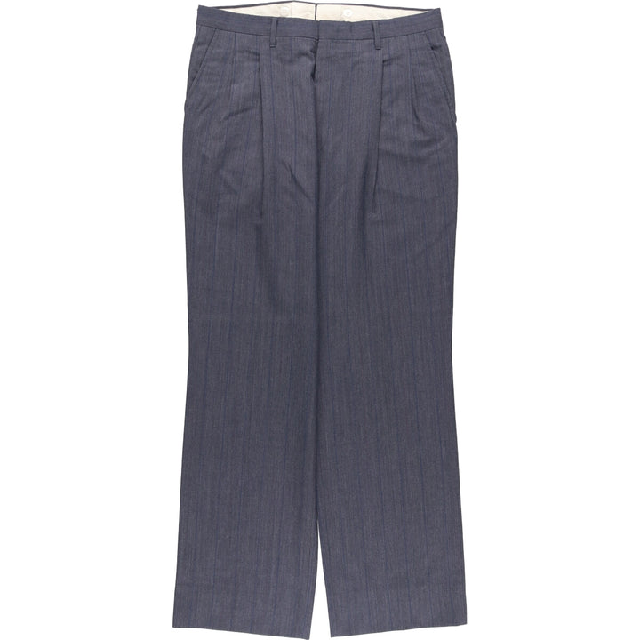 Stripe Pattern Two-pleat Slacks Pants Men's W34 Vintage unclear gray type Vintage Second Hand