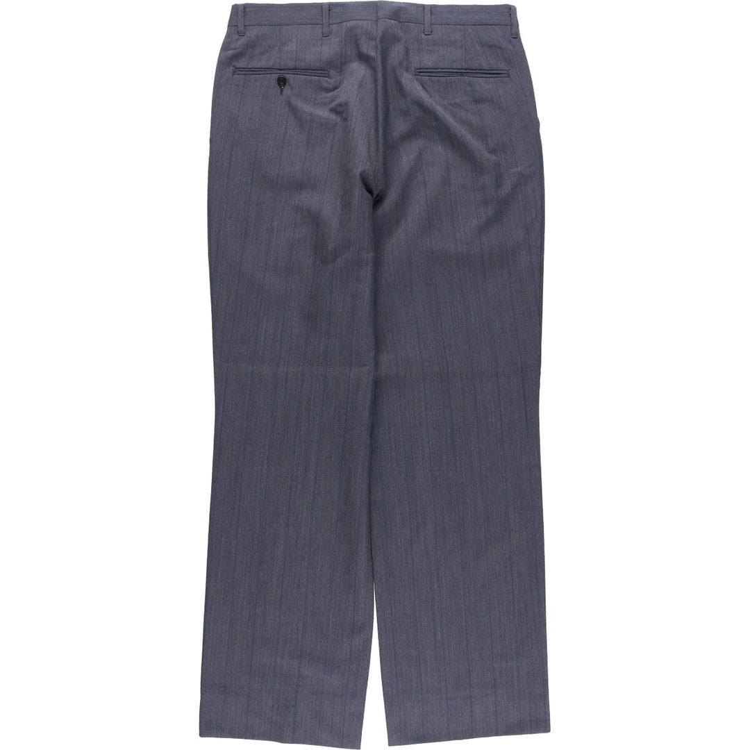 Stripe Pattern Two-pleat Slacks Pants Men's W34 Vintage unclear gray type Vintage Second Hand