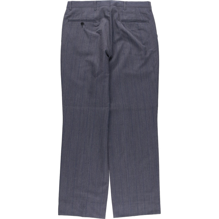 Stripe Pattern Two-pleat Slacks Pants Men's W34 Vintage unclear gray type Vintage Second Hand