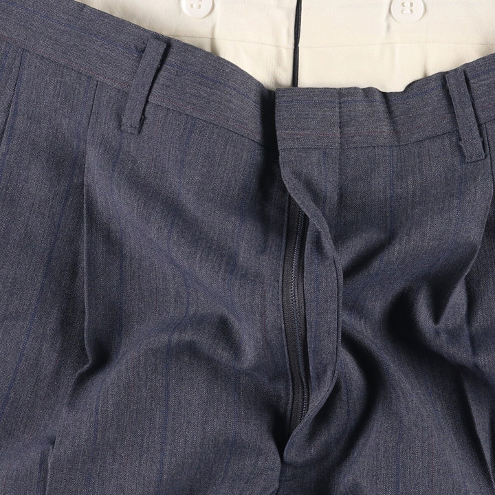 Stripe Pattern Two-pleat Slacks Pants Men's W34 Vintage unclear gray type Vintage Second Hand