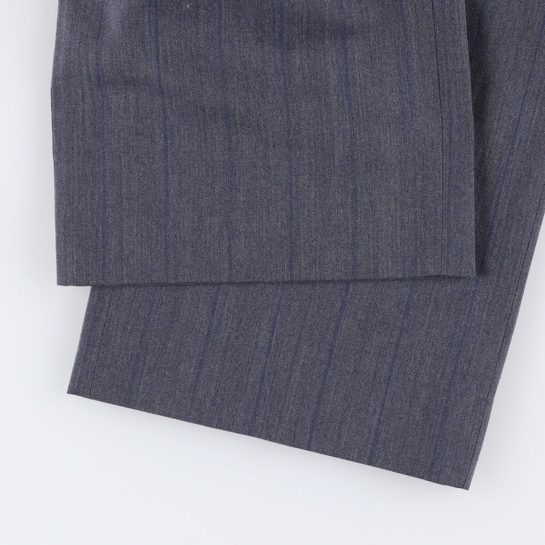 Stripe Pattern Two-pleat Slacks Pants Men's W34 Vintage unclear gray type Vintage Second Hand