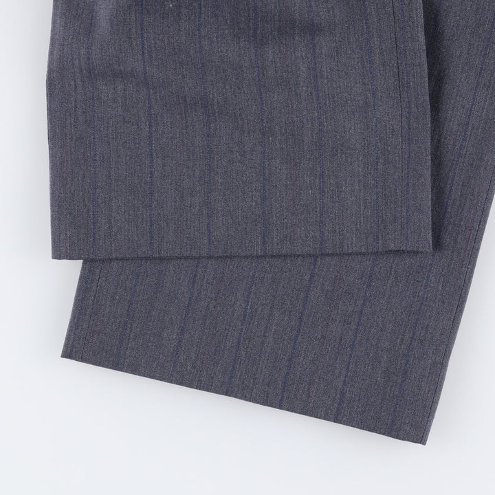 Stripe Pattern Two-pleat Slacks Pants Men's W34 Vintage unclear gray type Vintage Second Hand