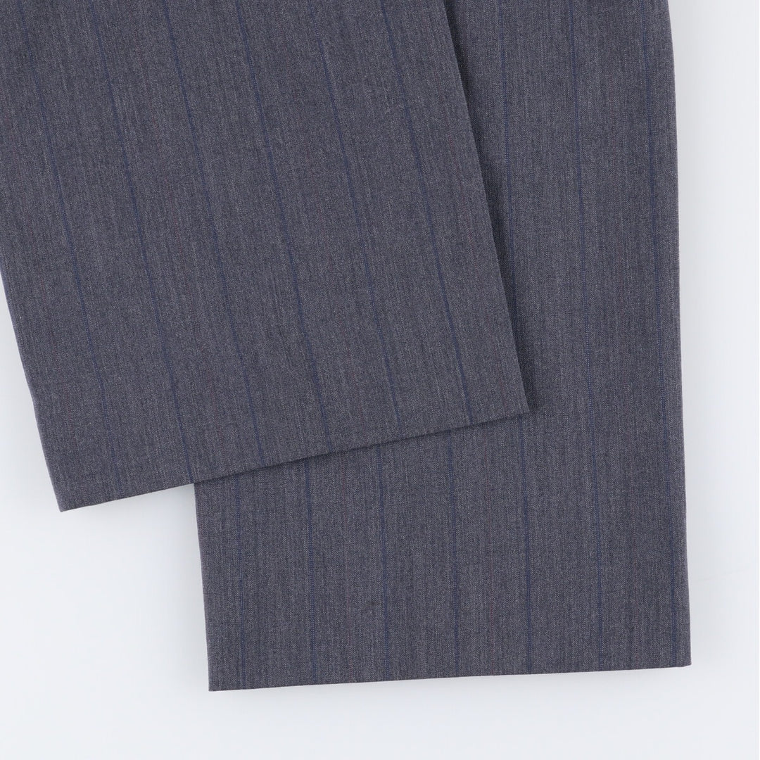 Stripe Pattern Two-pleat Slacks Pants Men's W34 Vintage unclear gray type Vintage Second Hand