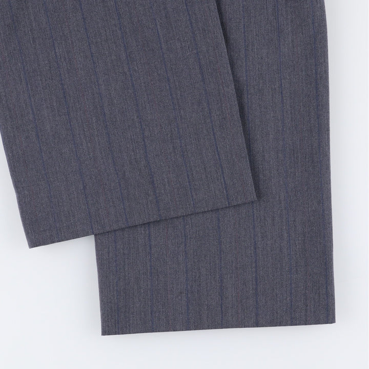 Stripe Pattern Two-pleat Slacks Pants Men's W34 Vintage unclear gray type Vintage Second Hand