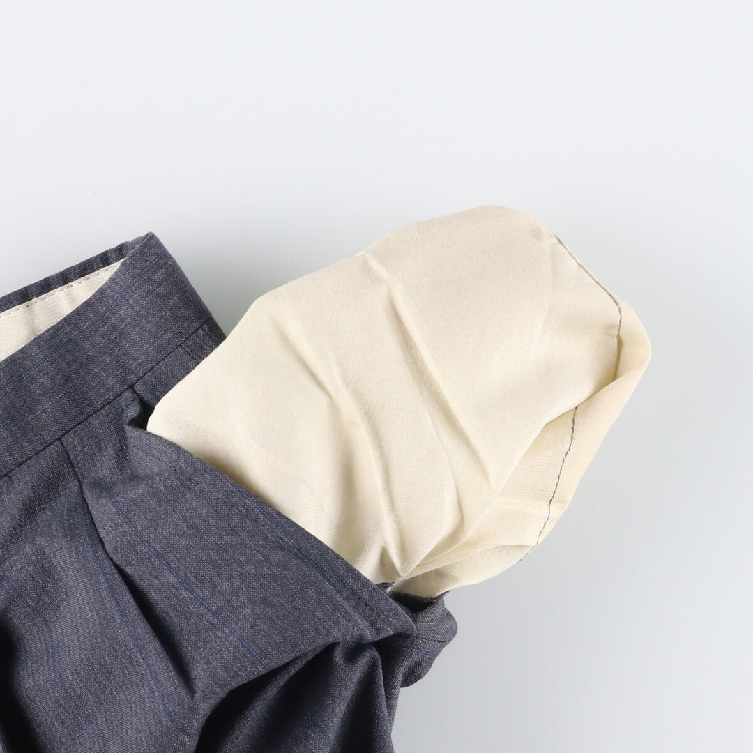 Stripe Pattern Two-pleat Slacks Pants Men's W34 Vintage unclear gray type Vintage Second Hand
