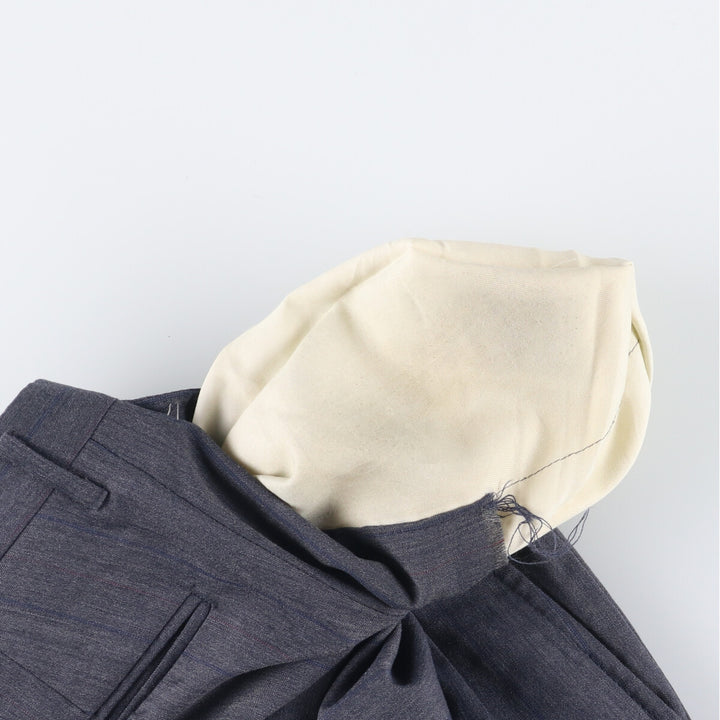 Stripe Pattern Two-pleat Slacks Pants Men's W34 Vintage unclear gray type Vintage Second Hand