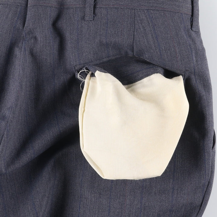 Stripe Pattern Two-pleat Slacks Pants Men's W34 Vintage unclear gray type Vintage Second Hand