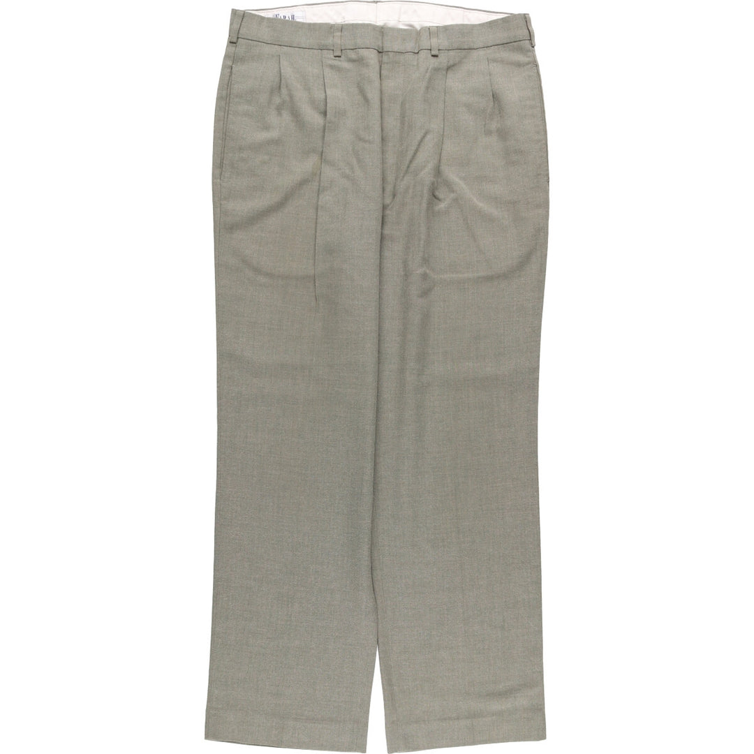 Farah Men's Vintage Two-Pleated Slacks, Size W35 polyester Khaki type sage green Vintage Second Hand