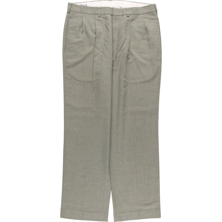 Farah Men's Vintage Two-Pleated Slacks, Size W35 polyester Khaki type sage green Vintage Second Hand
