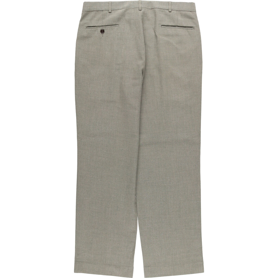 Farah Men's Vintage Two-Pleated Slacks, Size W35 polyester Khaki type sage green Vintage Second Hand