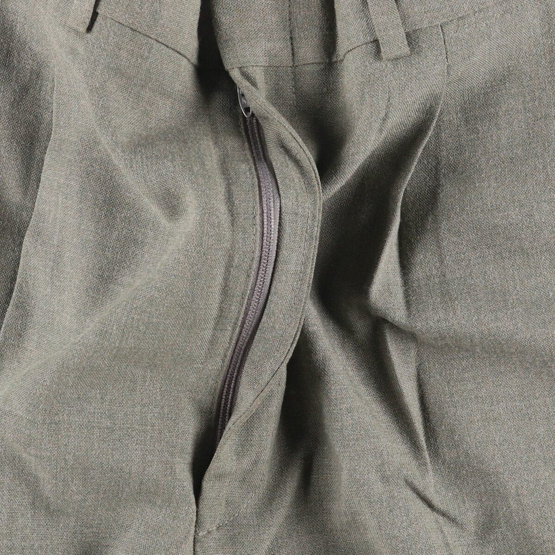 Farah Men's Vintage Two-Pleated Slacks, Size W35 polyester Khaki type sage green Vintage Second Hand