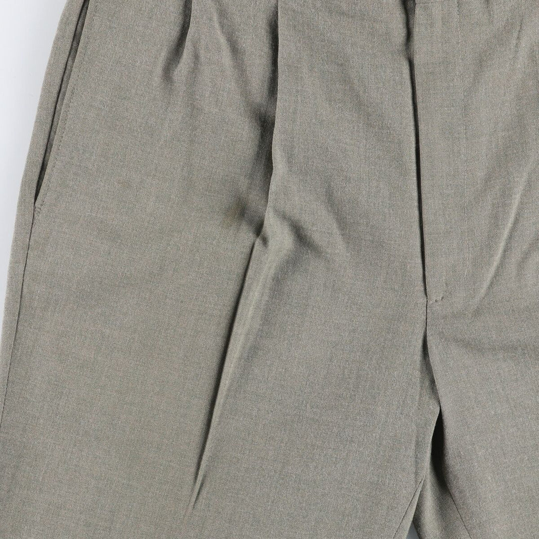 Farah Men's Vintage Two-Pleated Slacks, Size W35 polyester Khaki type sage green Vintage Second Hand
