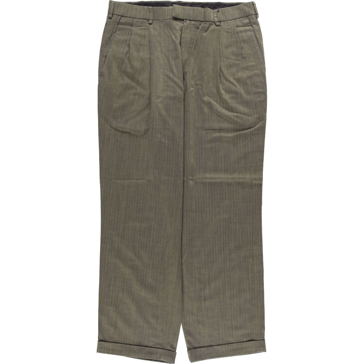 Dockers Pleated Relaxed Fit Two-Pleated Herringbone Polyester and Wool Pants, Men's Size 34 polyester gray type Vintage Second Hand