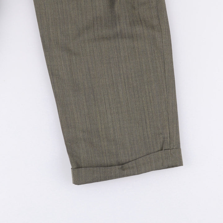 Dockers Pleated Relaxed Fit Two-Pleated Herringbone Polyester and Wool Pants, Men's Size 34 polyester gray type Vintage Second Hand