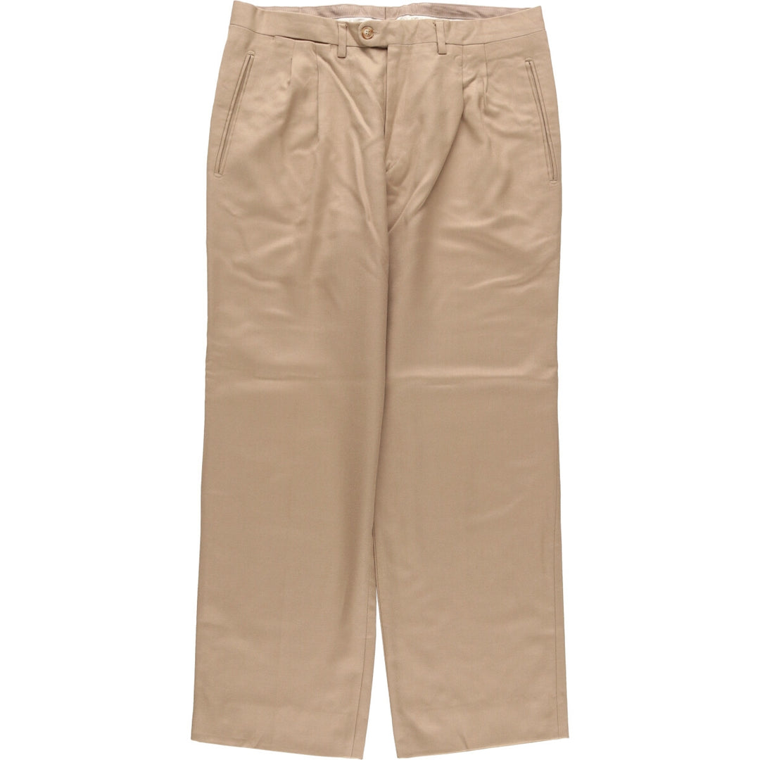 ANIBAL'S Two-pleat Wool Pants and Slacks, Made in Spain, Men's Size W34 (Equivalent) wool Beige type Vintage Second Hand