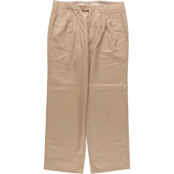 ANIBAL'S Two-pleat Wool Pants and Slacks, Made in Spain, Men's Size W34 (Equivalent) wool Beige type Vintage Second Hand