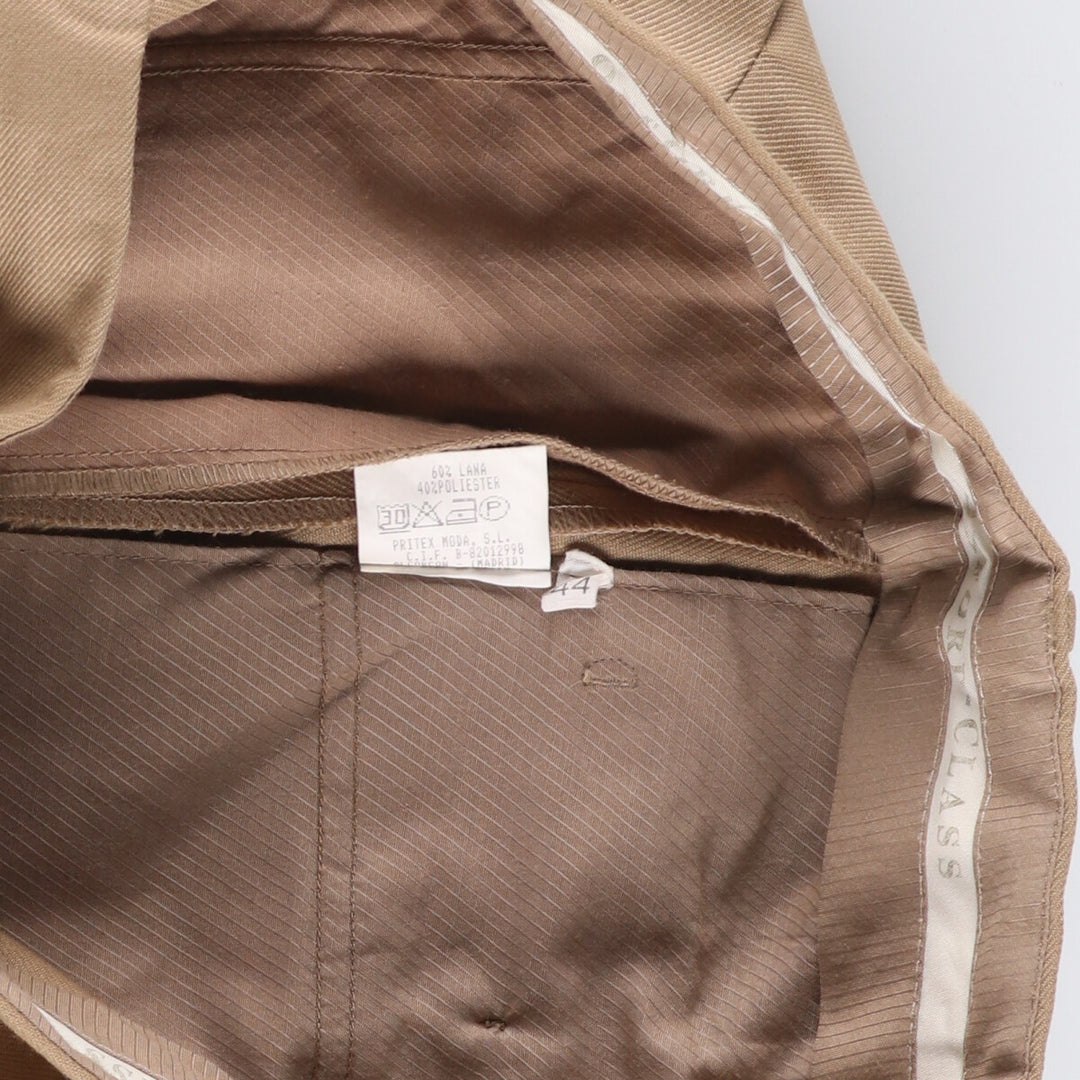 ANIBAL'S Two-pleat Wool Pants and Slacks, Made in Spain, Men's Size W34 (Equivalent) wool Beige type Vintage Second Hand
