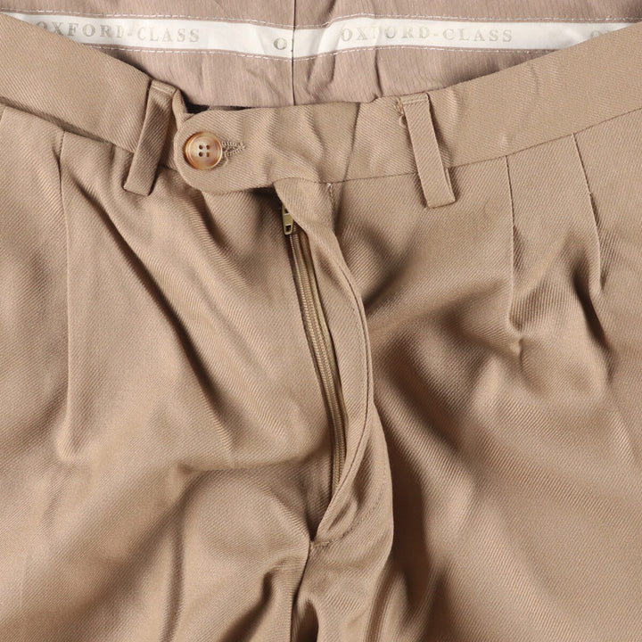 ANIBAL'S Two-pleat Wool Pants and Slacks, Made in Spain, Men's Size W34 (Equivalent) wool Beige type Vintage Second Hand