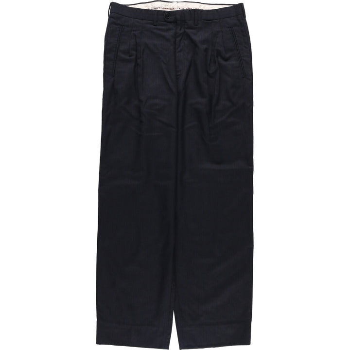 GUY LAROCHE Striped Pattern Two-Pleated Cashmere Blend Wool Pants Slacks Men's Size W35 wool navy blue type Vintage Second Hand