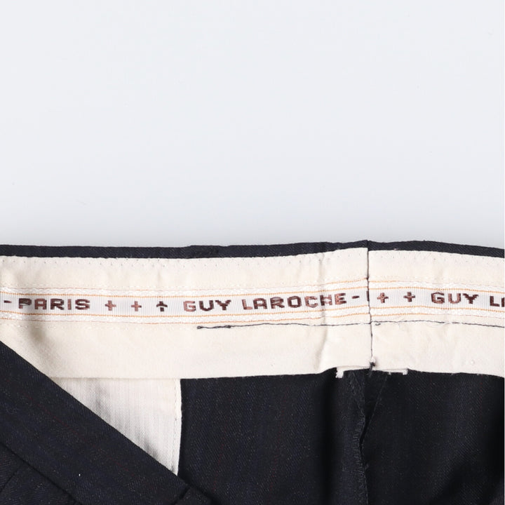 GUY LAROCHE Striped Pattern Two-Pleated Cashmere Blend Wool Pants Slacks Men's Size W35 wool navy blue type Vintage Second Hand