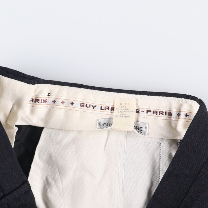 GUY LAROCHE Striped Pattern Two-Pleated Cashmere Blend Wool Pants Slacks Men's Size W35 wool navy blue type Vintage Second Hand