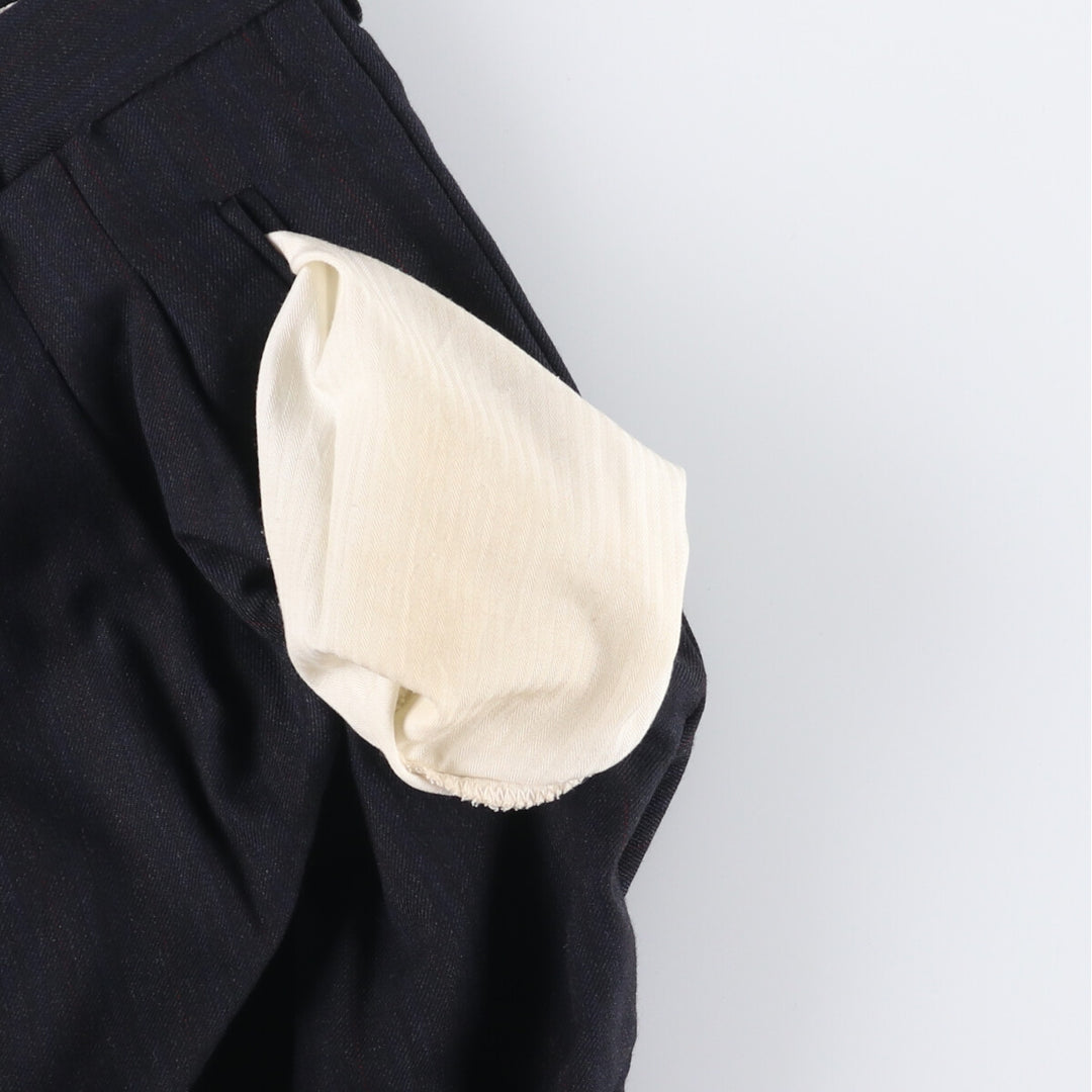 GUY LAROCHE Striped Pattern Two-Pleated Cashmere Blend Wool Pants Slacks Men's Size W35 wool navy blue type Vintage Second Hand