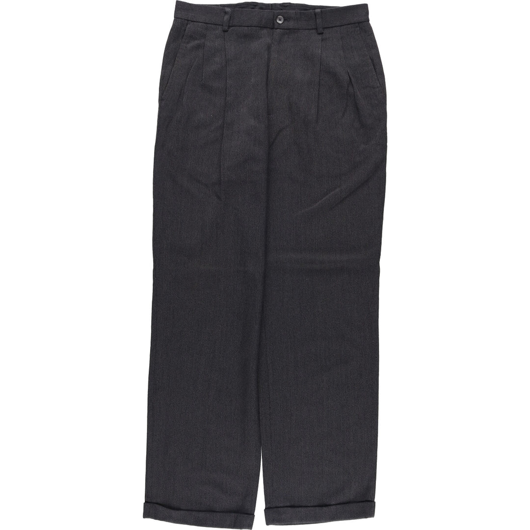Liz Claiborne Claiborne Two-pleat Slacks, Men's Size W32 polyester Charcoal Vintage Second Hand