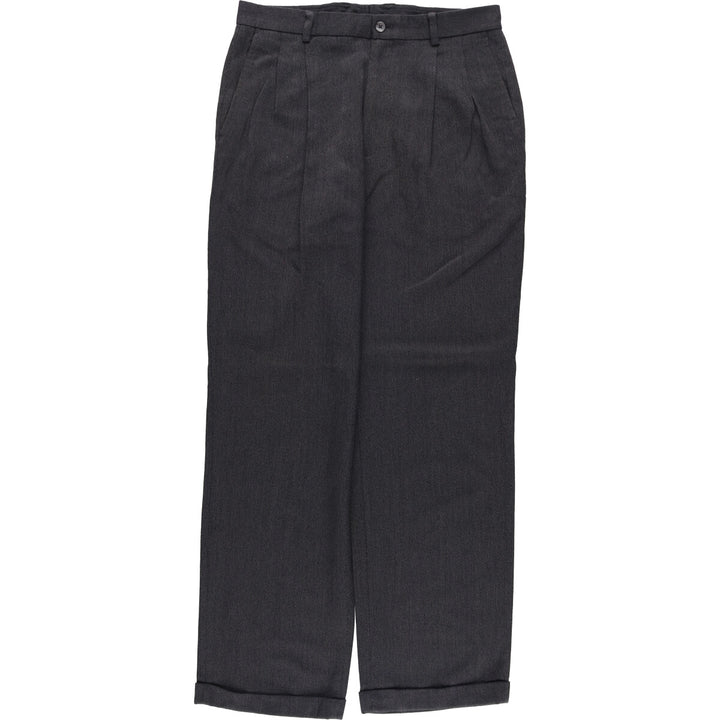 Liz Claiborne Claiborne Two-pleat Slacks, Men's Size W32 polyester Charcoal Vintage Second Hand