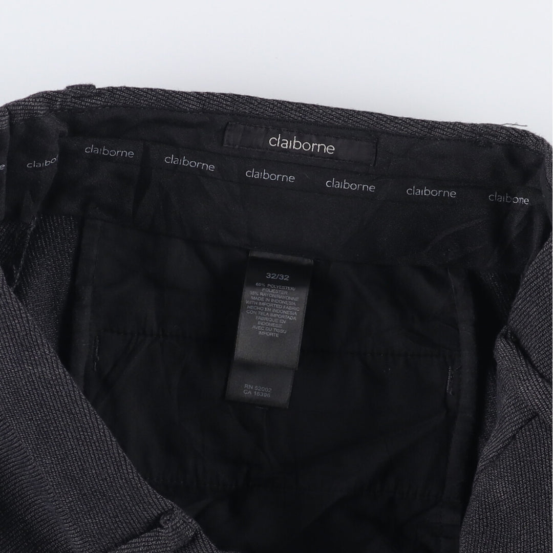 Liz Claiborne Claiborne Two-pleat Slacks, Men's Size W32 polyester Charcoal Vintage Second Hand