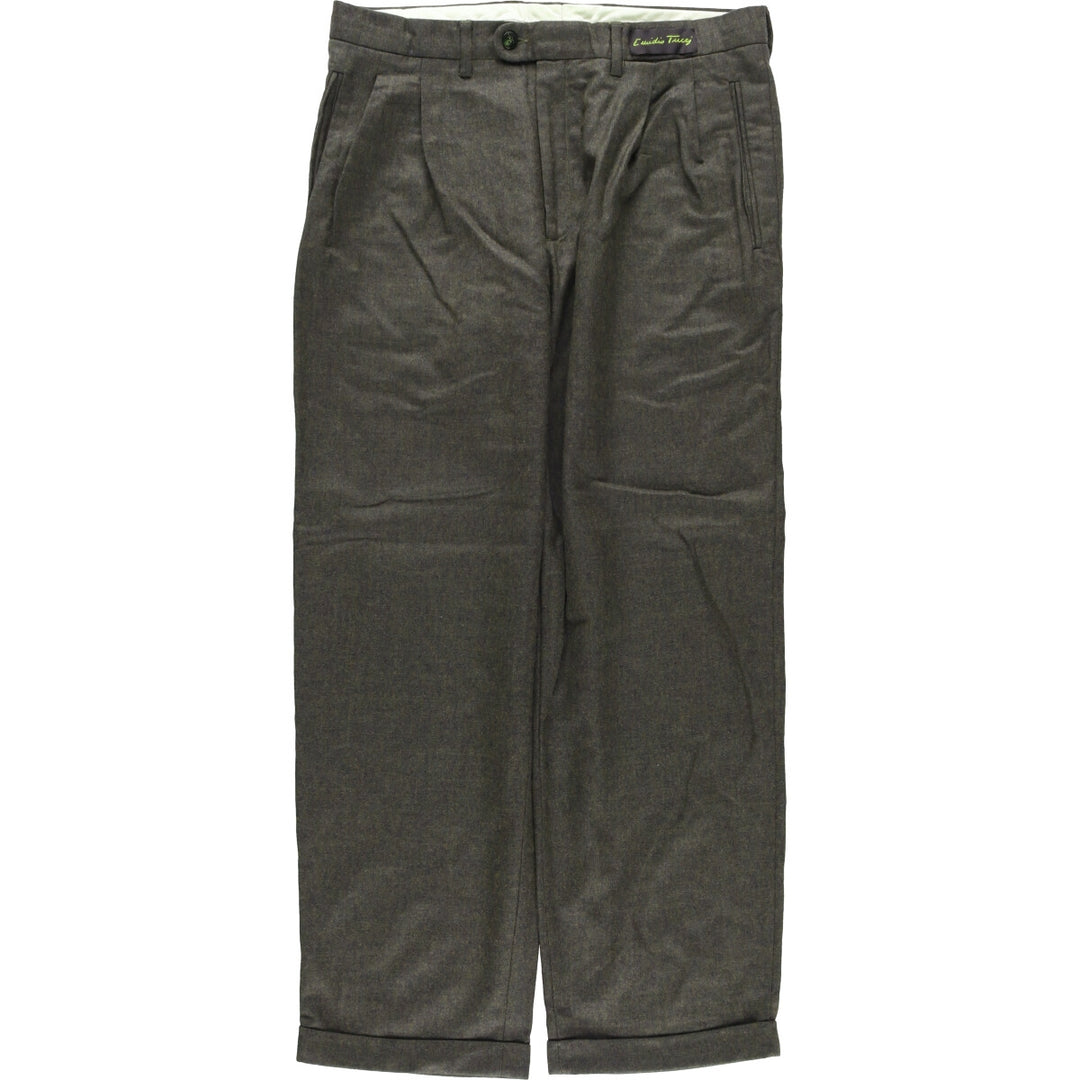 Emidio Tucci Two-pleat Wool Pants, Men's Size 34 wool gray type Vintage Second Hand