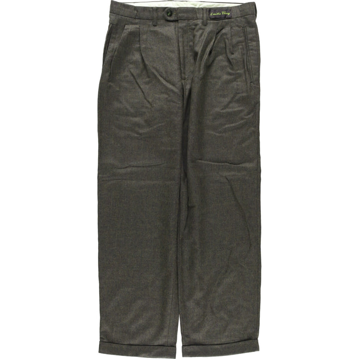 Emidio Tucci Two-pleat Wool Pants, Men's Size 34 wool gray type Vintage Second Hand