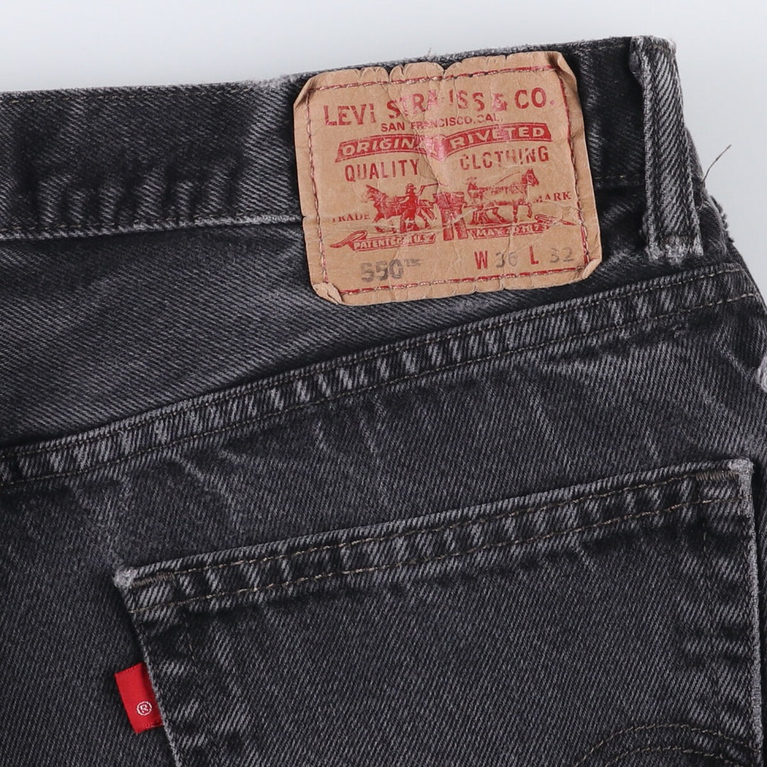 Levi's 550 Relaxed Fit Black Denim Tapered Denim Pants for Men, W34 cotton black type Vintage Second Hand