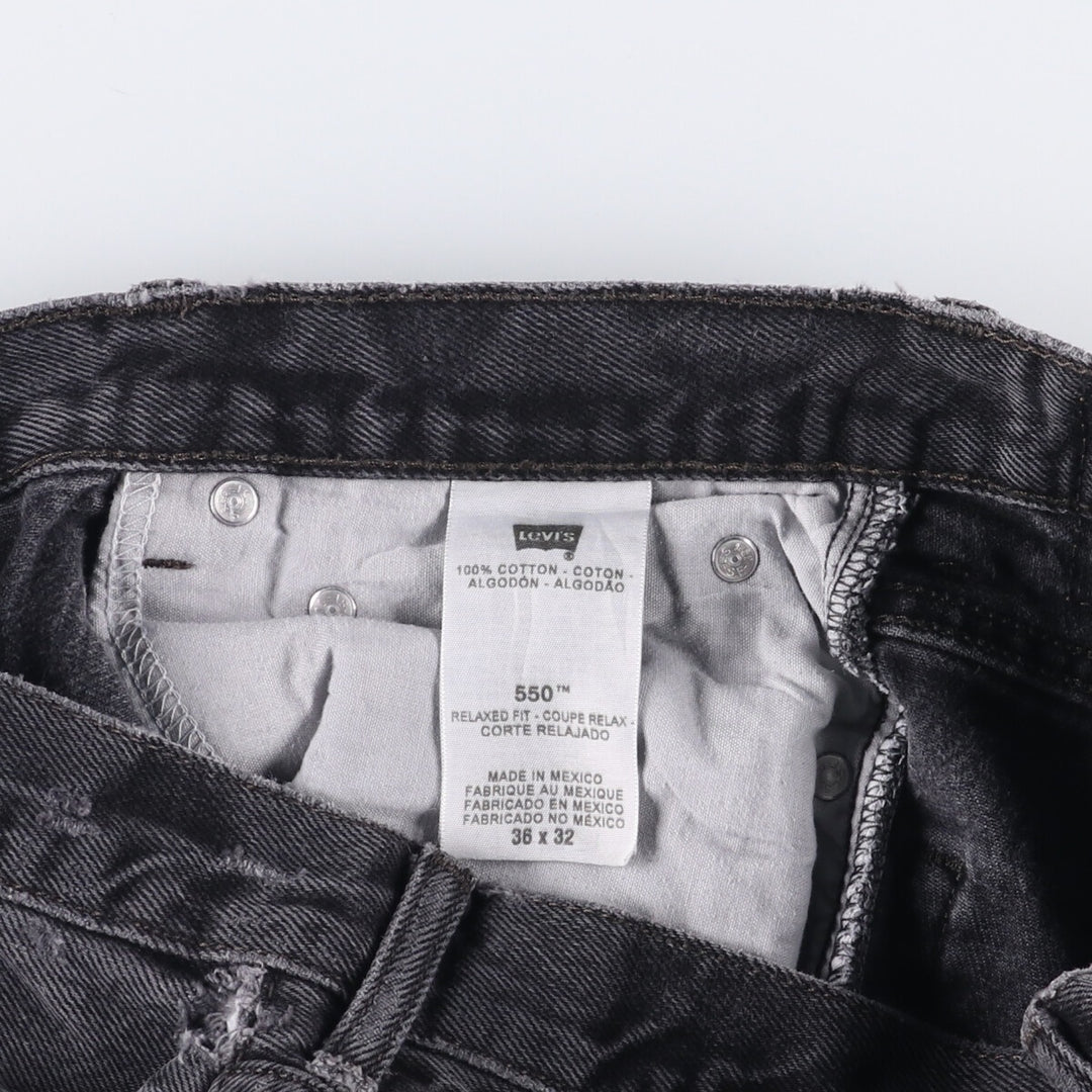 Levi's 550 Relaxed Fit Black Denim Tapered Denim Pants for Men, W34 cotton black type Vintage Second Hand