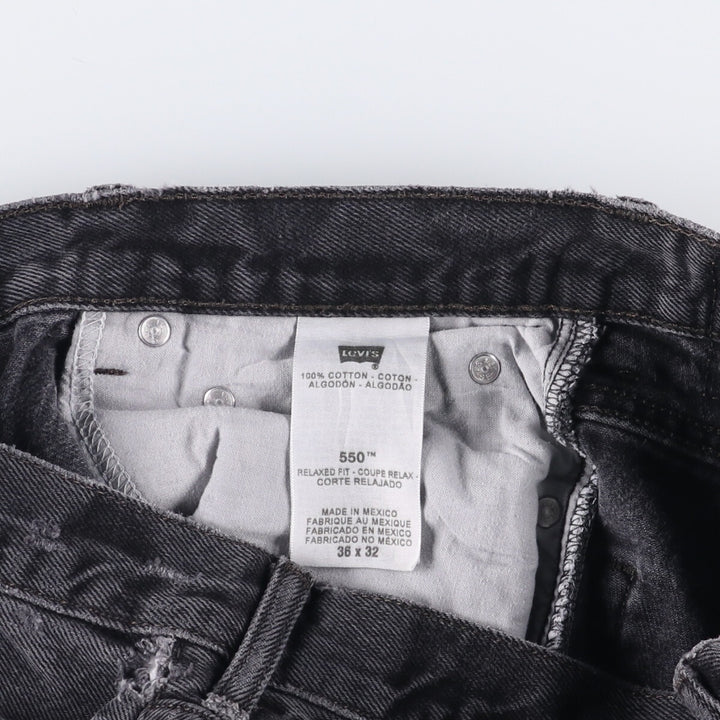 Levi's 550 Relaxed Fit Black Denim Tapered Denim Pants for Men, W34 cotton black type Vintage Second Hand