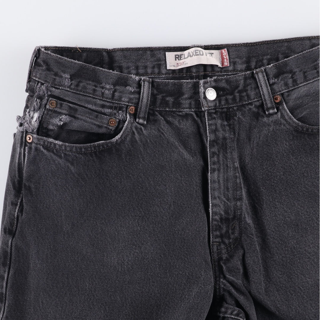 Levi's 550 Relaxed Fit Black Denim Tapered Denim Pants for Men, W34 cotton black type Vintage Second Hand