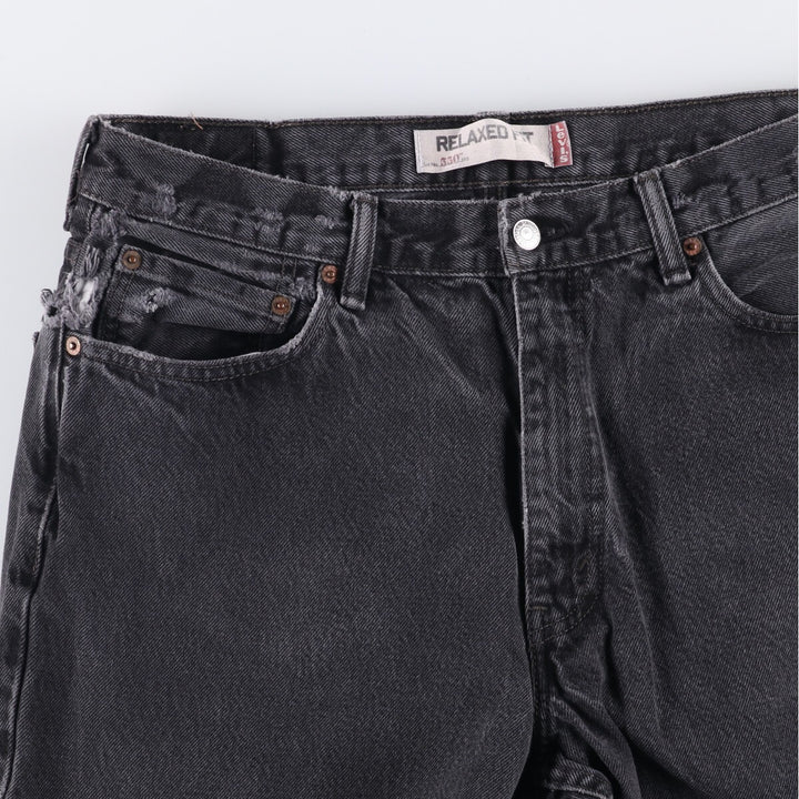 Levi's 550 Relaxed Fit Black Denim Tapered Denim Pants for Men, W34 cotton black type Vintage Second Hand