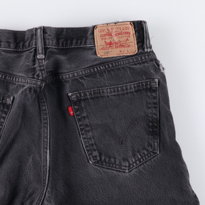 Levi's 550 Relaxed Fit Black Denim Tapered Denim Pants for Men, W34 cotton black type Vintage Second Hand