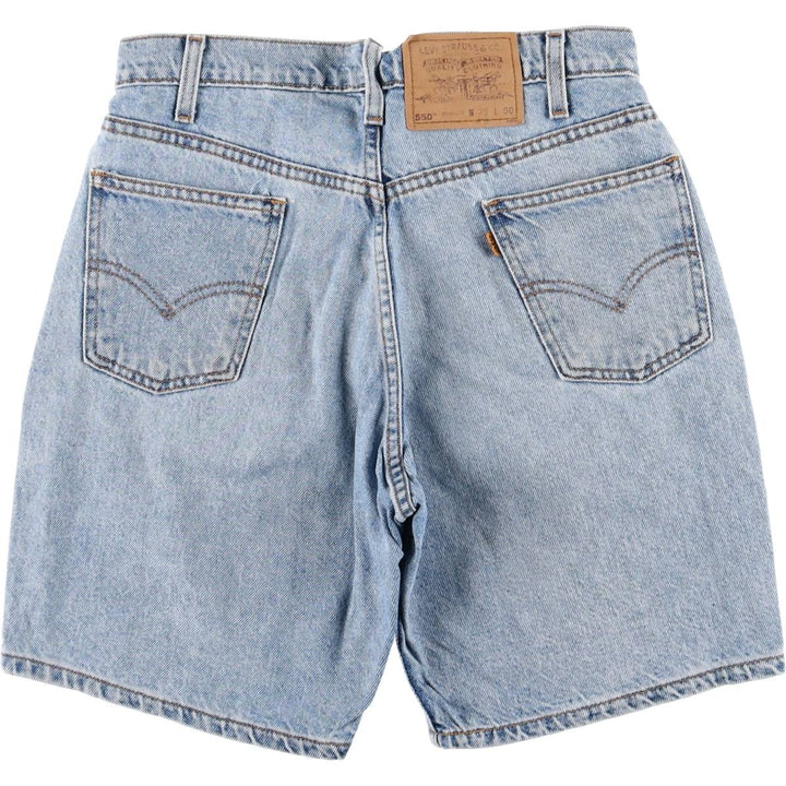 90'S Levi's 550 Relaxed Fit Denim Shorts with Orange Tab, Men's Size W30, Vintage unclear blue type Vintage Second Hand