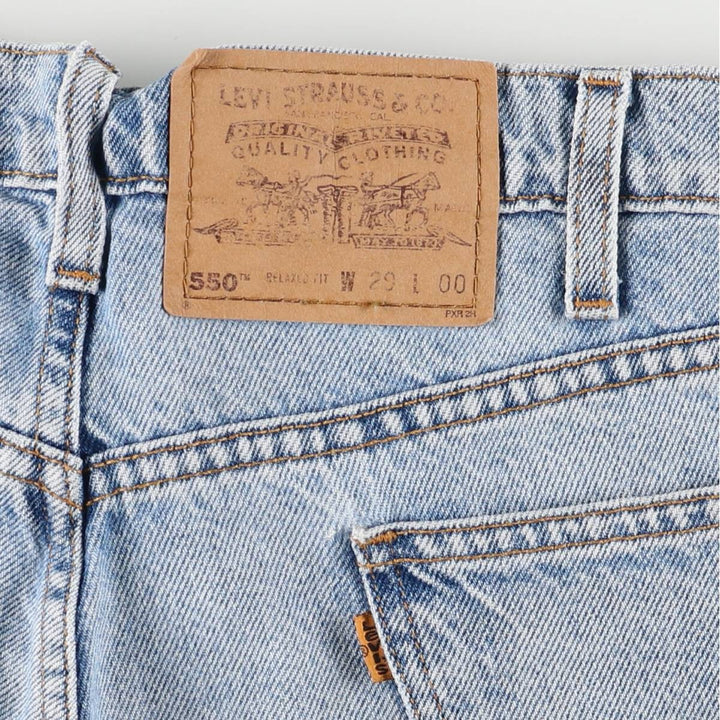 90'S Levi's 550 Relaxed Fit Denim Shorts with Orange Tab, Men's Size W30, Vintage unclear blue type Vintage Second Hand