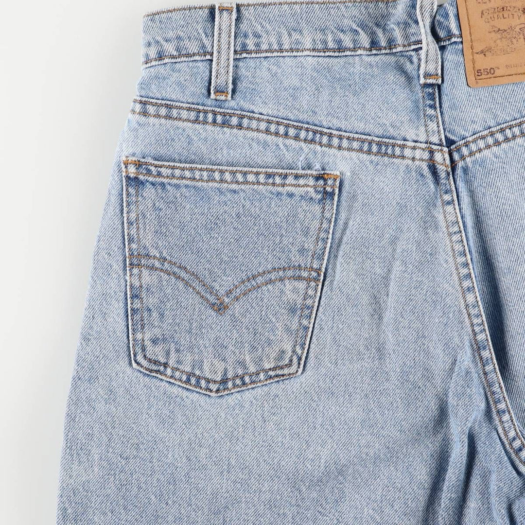 90'S Levi's 550 Relaxed Fit Denim Shorts with Orange Tab, Men's Size W30, Vintage unclear blue type Vintage Second Hand