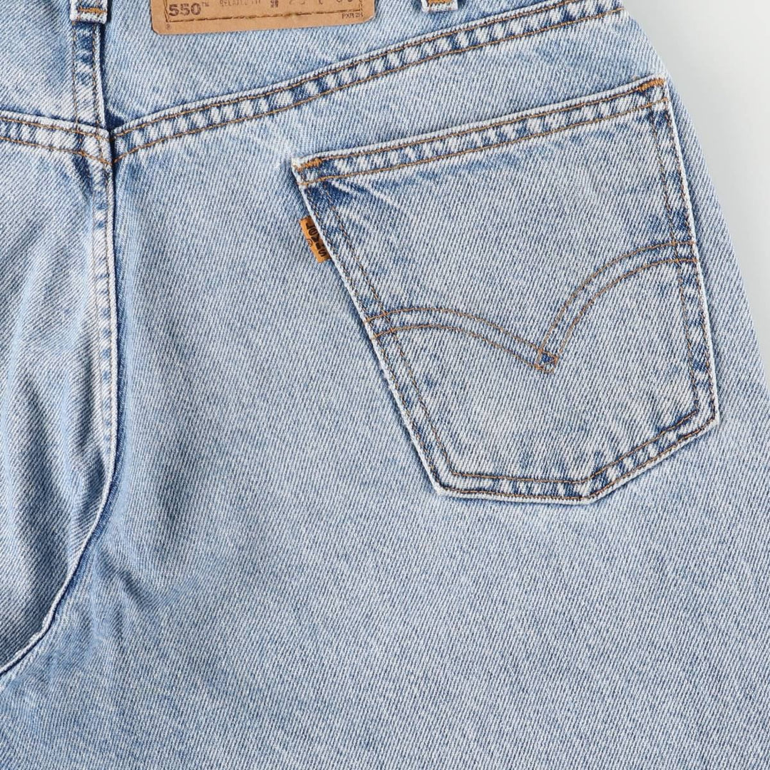 90'S Levi's 550 Relaxed Fit Denim Shorts with Orange Tab, Men's Size W30, Vintage unclear blue type Vintage Second Hand