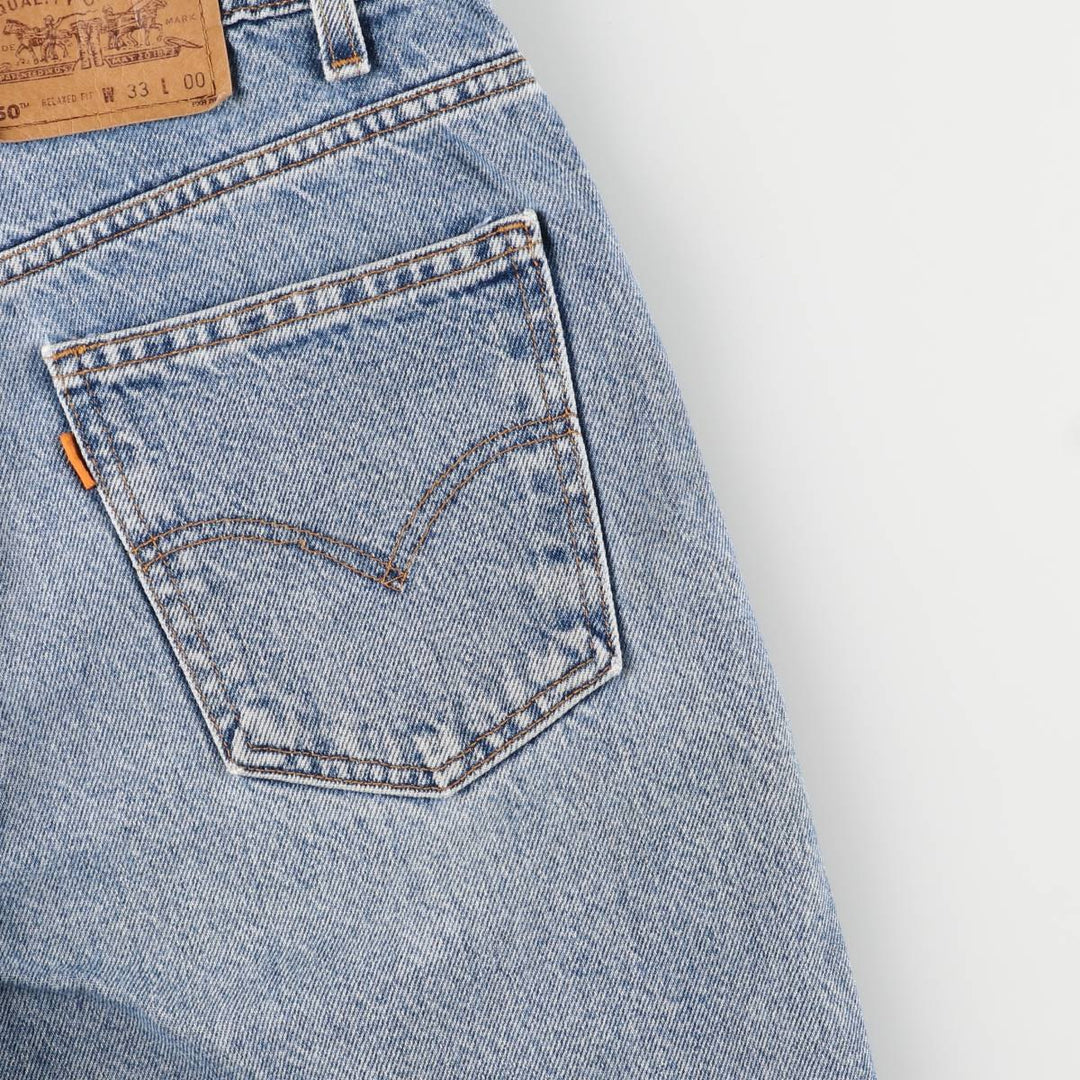 Levi's 550 Relaxed Fit Denim Shorts with Orange Tab, Men's Size 33 unclear blue type Vintage Second Hand