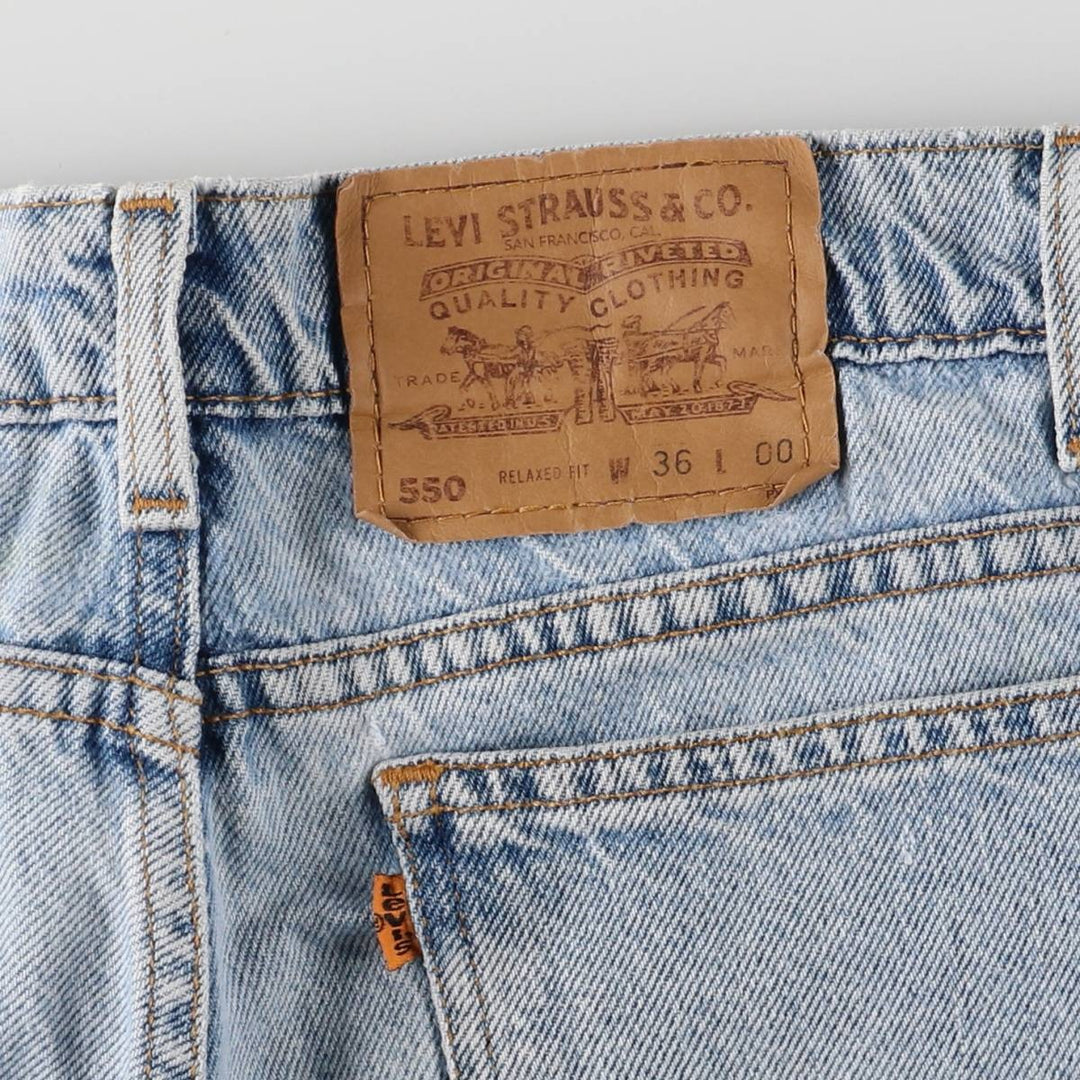 Levi's 550 Relaxed Fit Denim Shorts with Orange Tab, Men's Size 36 cotton Blue type light blue Vintage Second Hand